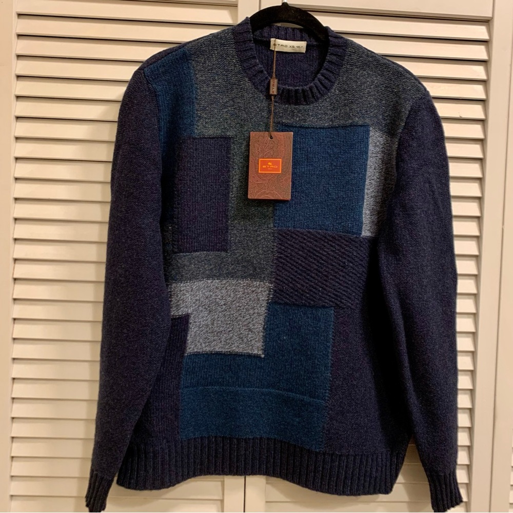 Etro 100% Wool Patchwork Sweater NWT - image 1